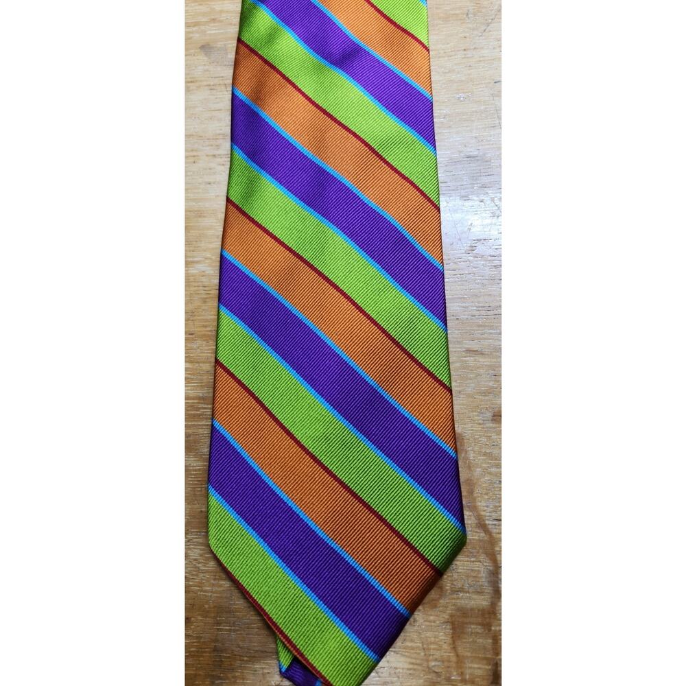 Carrot‎ & Gibbs Mens Multicolor Repp Tie Boulder CO 4"x58" 100% Silk Bold Colors